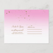 Roze & Gouden Moderne Glam Chic Trouw Save the Dat Aankondigingskaart (Achterkant)