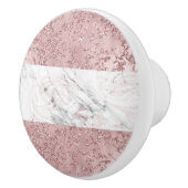 Roze Gouden Moderne Glam Marmer & Glitter Decorati Keramische Knop (Rechts)