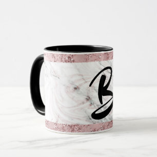 Roze Gouden Moderne Glam Marmer & Glitter Decorati Mok