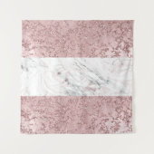 Roze Gouden Moderne Glam Marmer & Glitter Decorati Wandkleed (Voorkant)