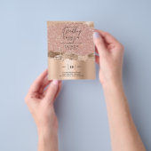 Roze Gouden Moderne Glamour Huwelijksuitnodiging Flyer (Hand)