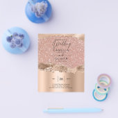 Roze Gouden Moderne Glamour Huwelijksuitnodiging Flyer (Enkel)