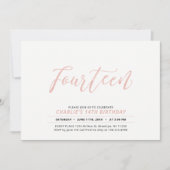 Roze Gouden Moderne Lettertype 14e Verjaardagsfees Kaart (Voorkant)