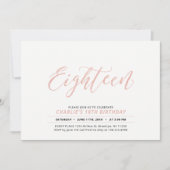 Roze Gouden Moderne Lettertype 18e Verjaardagsfees Kaart (Voorkant)