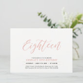 Roze Gouden Moderne Lettertype 18e Verjaardagsfees Kaart (Staand voorkant)