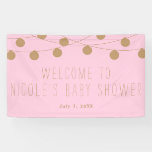 Roze & Gouden Moderne Lichtslingers Chique Feestba Spandoek