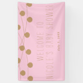 Roze & Gouden Moderne Lichtslingers Chique Feestba Spandoek (Verticaal)