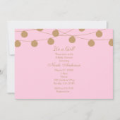 Roze & Gouden Moderne Slingerlichtjes Chic Uitnodi Kaart (Voorkant)