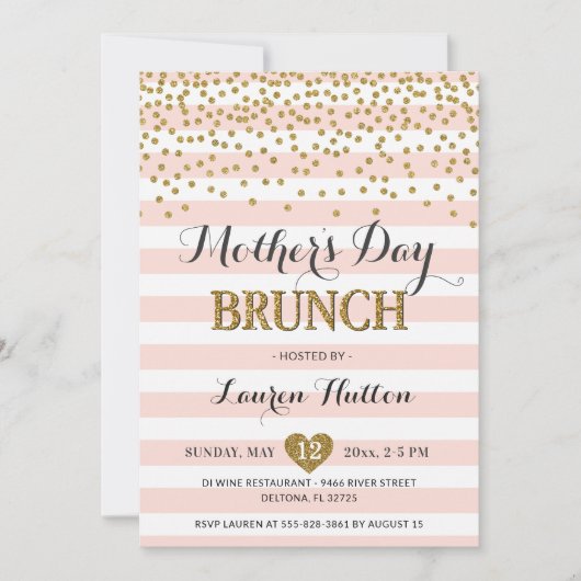 Roze Gouden Moederdag Brunch Elegant Modern Chic Kaart (Voorkant)