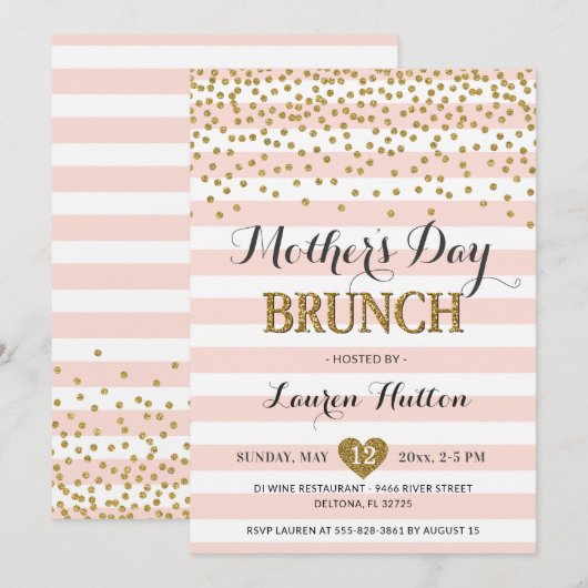 Roze Gouden Moederdag Brunch Elegant Modern Chic Kaart (Voorkant / Achterkant)