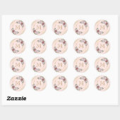 Roze gouden monogram Confetti Bloem Ronde Sticker (Vel)