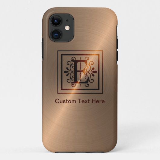 Roze Gouden Monogram E Case-Mate iPhone Case (Achterkant)