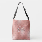 Roze gouden monogram elegante script crossbody tas (Achterkant)