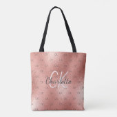 Roze gouden monogram elegante script tote bag (Achterkant)
