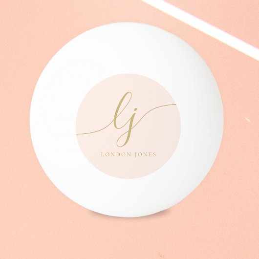 Roze gouden monogram en naam gepersonaliseerd pingpongbal