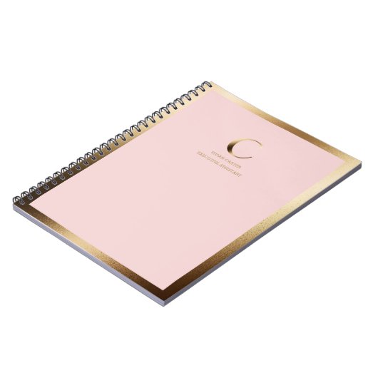 Roze gouden monogram ingelijst notitieboek (Linkerzijde)