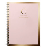 Roze gouden monogram ingelijst notitieboek (Voorkant)