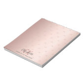 Roze gouden monogram initiaal script notitieblok (Linkerzijde)