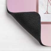 Roze Gouden Monogram Marmer Roze Gradiënt Muismat (Hoek)