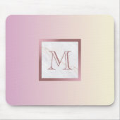 Roze Gouden Monogram Marmer Roze Gradiënt Muismat (Voorkant)
