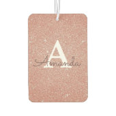 Roze Gouden Monogram Naam Auto Luchtverfrisser (Achterkant)