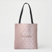 Roze gouden monogram naam elegant tote bag (Voorkant)