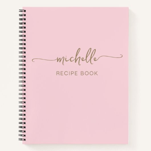 Roze Gouden Monogram Namensignatuur Kookboek Recep Notitieboek (Voorkant)