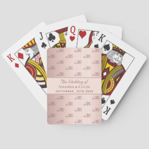Roze gouden monogram paar initials trouwen pokerkaarten