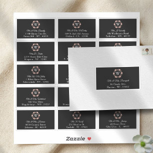 Roze Gouden Monogram Poker Chip Casino Bruiloft Sticker