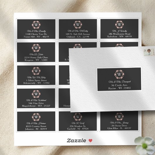 Roze Gouden Monogram Poker Chip Casino Bruiloft Sticker