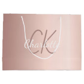 Roze gouden monogram script modern elegant groot cadeauzakje (Achterkant)