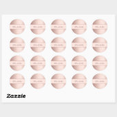 Roze gouden naam ronde sticker (Vel)