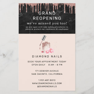 Roze Gouden Nagelsalon Groot Heropening Covid Veil Flyer