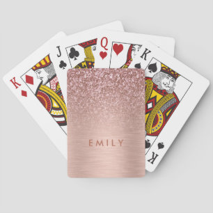 Roze-gouden namaak glitters & metaaltextuur pokerkaarten
