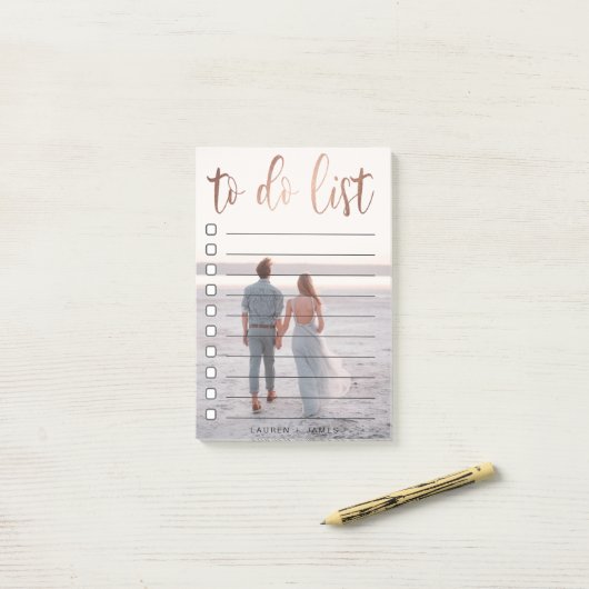 Roze Gouden Nep Folie Script To Do Lijst Post-it® Notes (Op bureau)