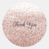 Roze Gouden Nep Glitter Bedankt Sticker (Voorkant)