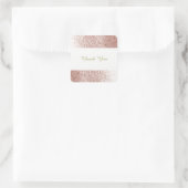 Roze Gouden Nep Glitter Dank Je Vierkante Sticker (Tas)