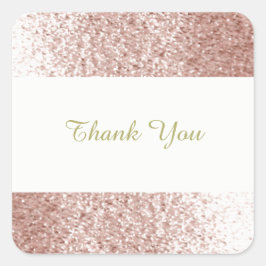 Roze Gouden Nep Glitter Dank Je Vierkante Sticker