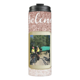 Roze Gouden Nep Glitter Foto Thermische Bekerkop Thermosbeker
