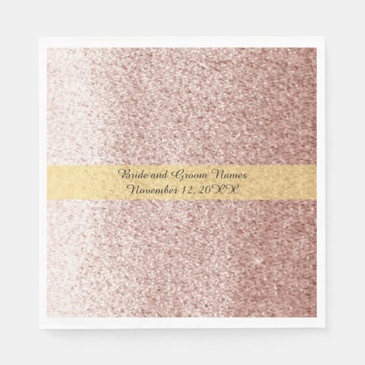 Roze Gouden Nep Glitter Gouden Ring Servetten (Voorkant)