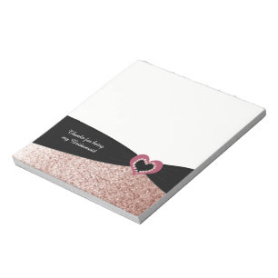 Roze Gouden Nep Glitter Lint Bruidsmeisje Dankjewe Notitieblok