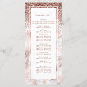 Roze Gouden Nep Glitter Marmer Script Bruiloft Programmakaart (Achterkant)