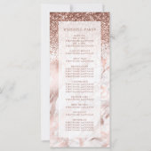 Roze Gouden Nep Glitter Marmeren Huwelijksprogramm (Achterkant)