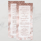 Roze Gouden Nep Glitter Marmeren Huwelijksprogramm (Voorkant / Achterkant)