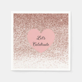 Roze Gouden Nep Glitter Ontwerp Servet