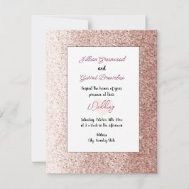 Roze Gouden Nep Glitter Stijl Trouw Uitnodiging