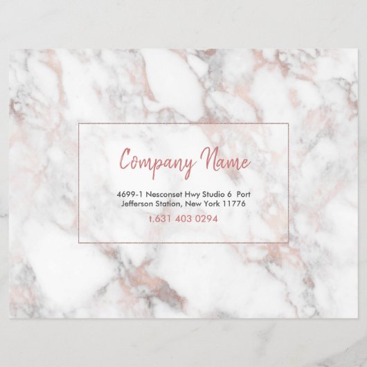 Roze-Gouden Nepmarmeren Prijs Menulijst Flyer (Achterkant)