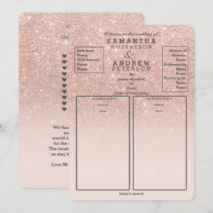 Roze gouden nepschittering roze ombre huwelijkspro kaart