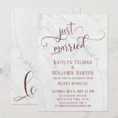 Roze Gouden "Net Getrouwd" Typografie met Marmer Kaart (Voorkant / Achterkant)