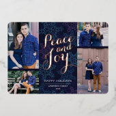 Roze Gouden Noordelijke Licht Vakantie Fotokaart Folie Feestdagenkaart (Voorkant)